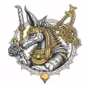 anubis libra scales adorned in armor tattoo design idea