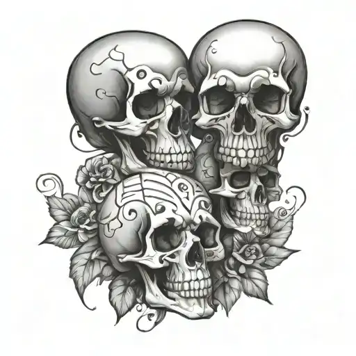 cute skulls tattoo design idea