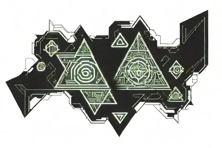 Triangle with money symbols tattoo design idea