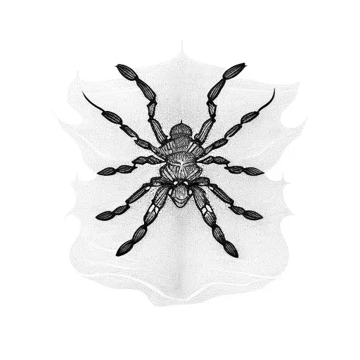 Generate a tattoo design that combines elements of Louise Bourgeois' spider sculpture, a neotribal style, and the poigna tattoo design idea