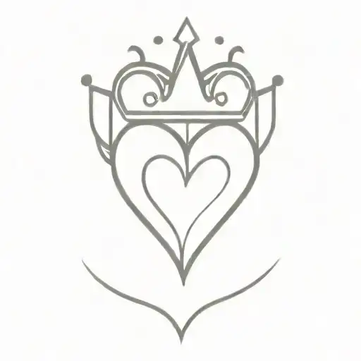 heart with crown on top half tattoo design idea