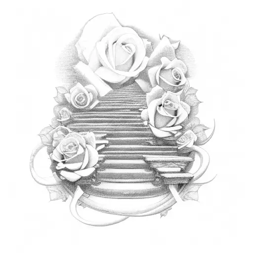 stairs to heaven, good and bad rose on the side  tattoo design idea