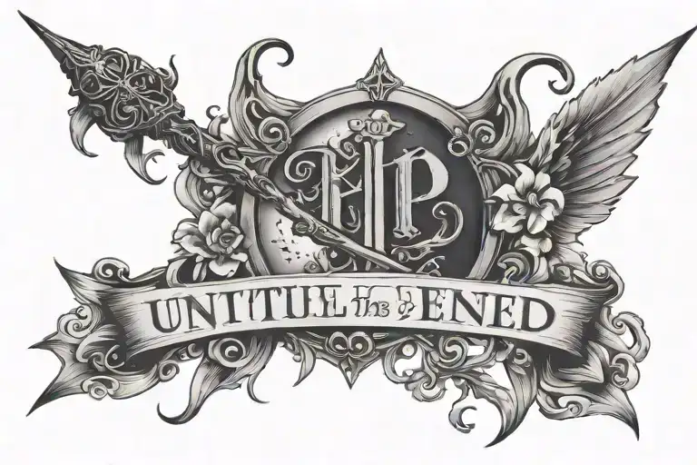 harry potter wand 'until the very end' tattoo design idea