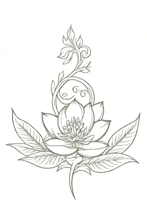 A tattoo featuring an olive branch intertwined with symbols of Thailand, such as a lotus flower or Thai script, to represent your love for both cultures tattoo design idea