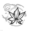 Marijuana leaf inside a dumbbell tattoo design idea