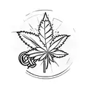 Marijuana leaf inside a dumbbell tattoo design idea