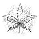 Marijuana leaf inside a dumbbell tattoo design idea