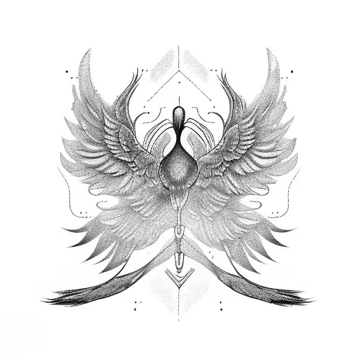 A crane's wings spread to the sides tattoo design idea