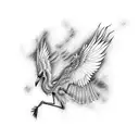 A crane's wings spread to the sides tattoo design idea