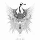 A crane's wings spread to the sides tattoo design idea