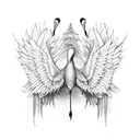 A crane's wings spread to the sides tattoo design idea