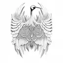 A crane's wings spread to the sides tattoo design idea