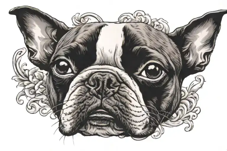 boston terrier tattoo design idea