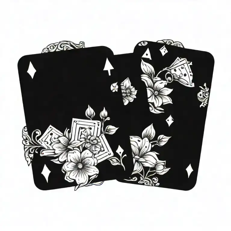 cosmos and deck of cards forming tattoo design idea