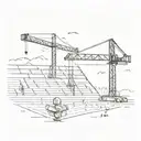 A football field with a construction crane in the background, symbolizing your love for football and your occupation in construction tattoo design idea