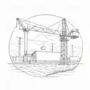 A football field with a construction crane in the background, symbolizing your love for football and your occupation in construction tattoo design idea
