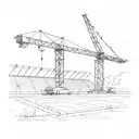 A football field with a construction crane in the background, symbolizing your love for football and your occupation in construction tattoo design idea