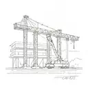 A football field with a construction crane in the background, symbolizing your love for football and your occupation in construction tattoo design idea