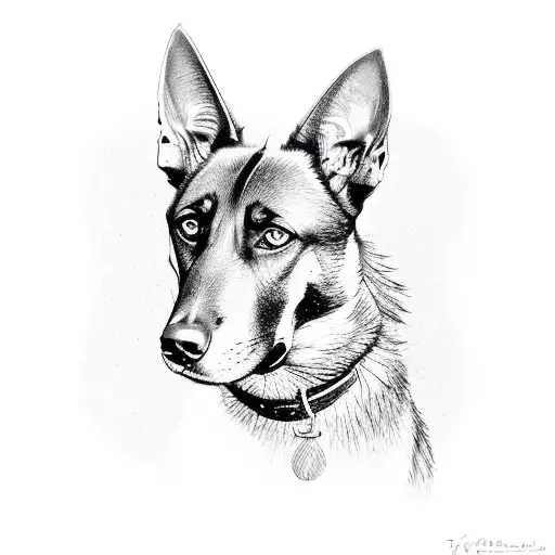 a female Belgian malinois based on the following picture https://i.ibb.co/THLFbTb/IMG-3193.png tattoo design idea