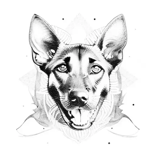 a female Belgian malinois based on the following picture https://i.ibb.co/THLFbTb/IMG-3193.png tattoo design idea