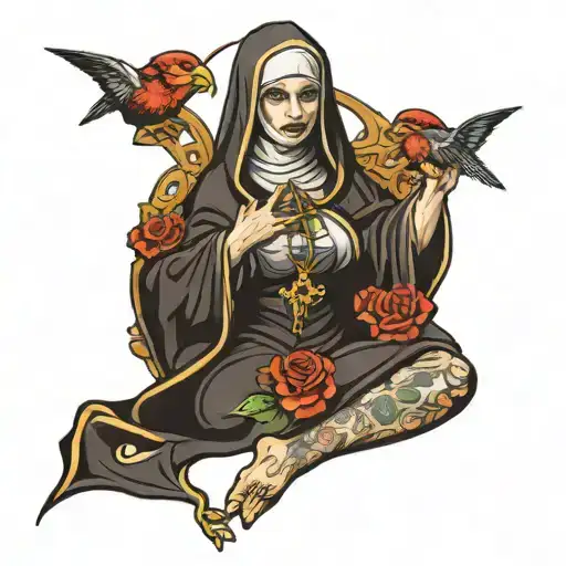 nun horny tattoo design idea