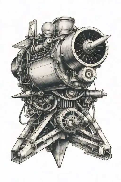 airplane engine tattoo design idea