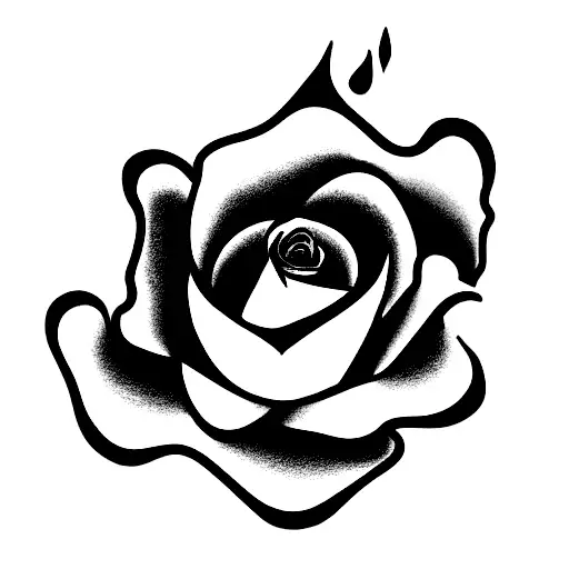 fire and rose tattoo design idea