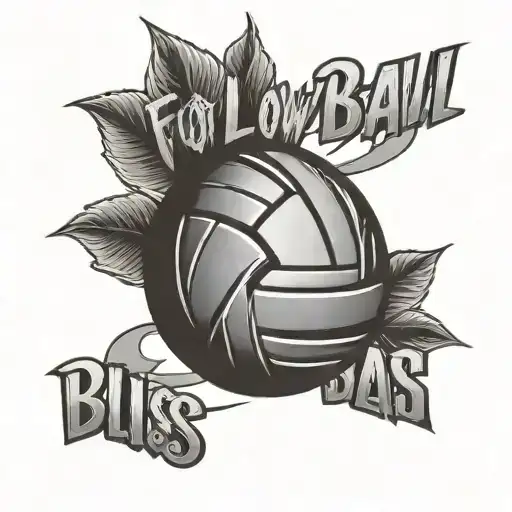 volleyball with words "follow the bliss" around it tattoo design idea