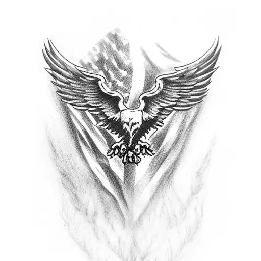 Harley Davidson Eagle American flag tattoo design idea