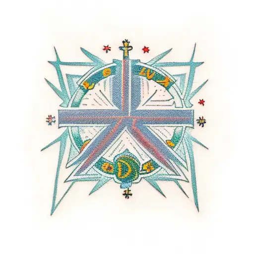 Russian Orthodox cross with Douglas Fir tattoo design idea