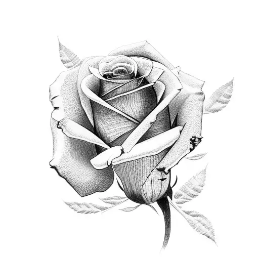 red rose with mom name tattoo design idea