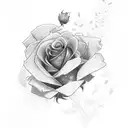 red rose with mom name tattoo design idea