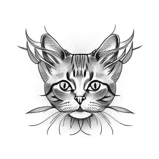 cat and flowers spine tattoo tattoo design idea