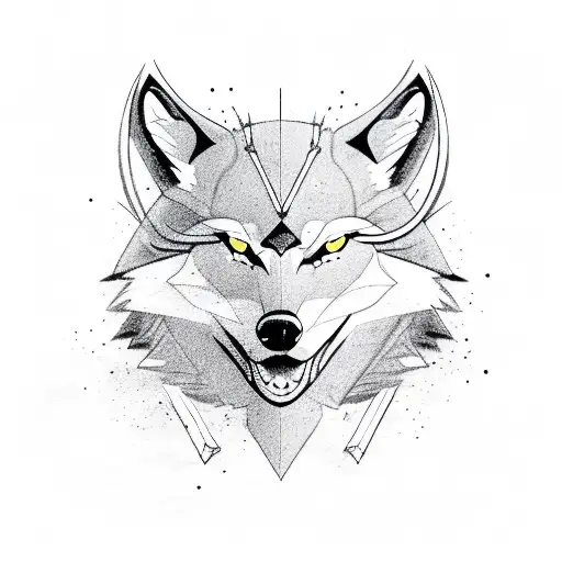 bow and arrow with wolf tattoo design idea