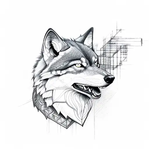 bow and arrow wolf tattoo design idea