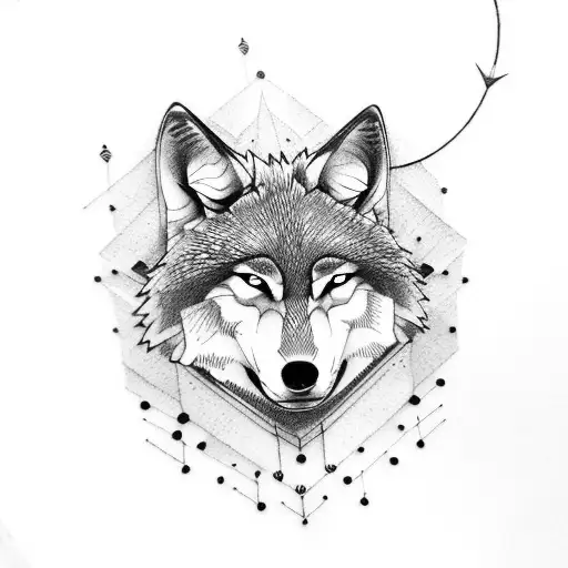 wolf with bow and arrow tattoo design idea