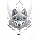 bow and arrow with snarling wolf tattoo design idea