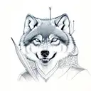 bow and arrow with snarling wolf tattoo design idea