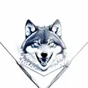 bow and arrow with snarling wolf tattoo design idea