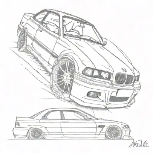 Bmw e36 320i coupe tattoo design idea