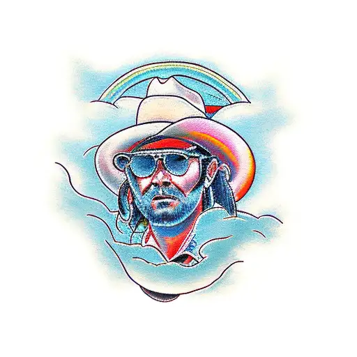 western plains with cowboys, Indians, and buffalo tattoo design idea