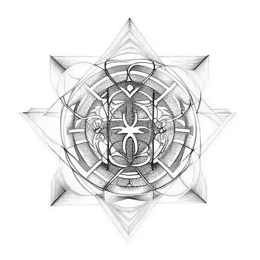 Christian cross with sacred geometry tattoo design idea