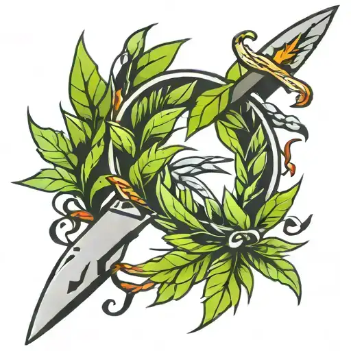 laurel wreath made of knives  tattoo design idea