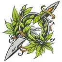 laurel wreath made of knives  tattoo design idea