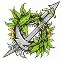 laurel wreath made of knives  tattoo design idea