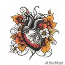 heartbeat, heart, flower  tattoo design idea