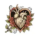 heartbeat, heart, flower  tattoo design idea