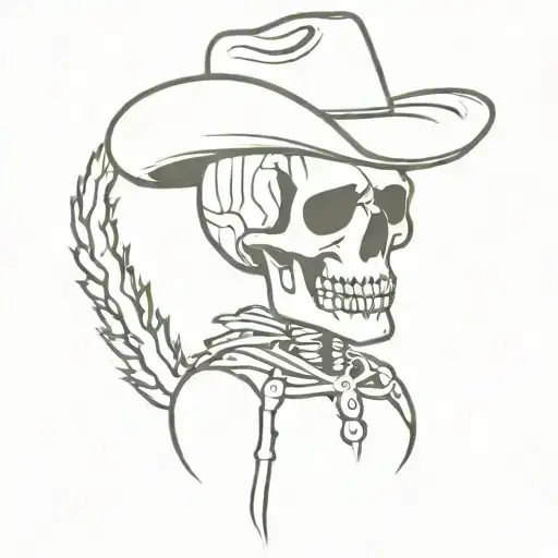cowboy skeleton resting against a saguaro cactus tattoo design idea