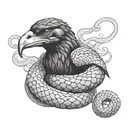 snake wrapped around crow tattoo design idea