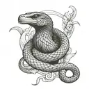 snake wrapped around crow tattoo design idea